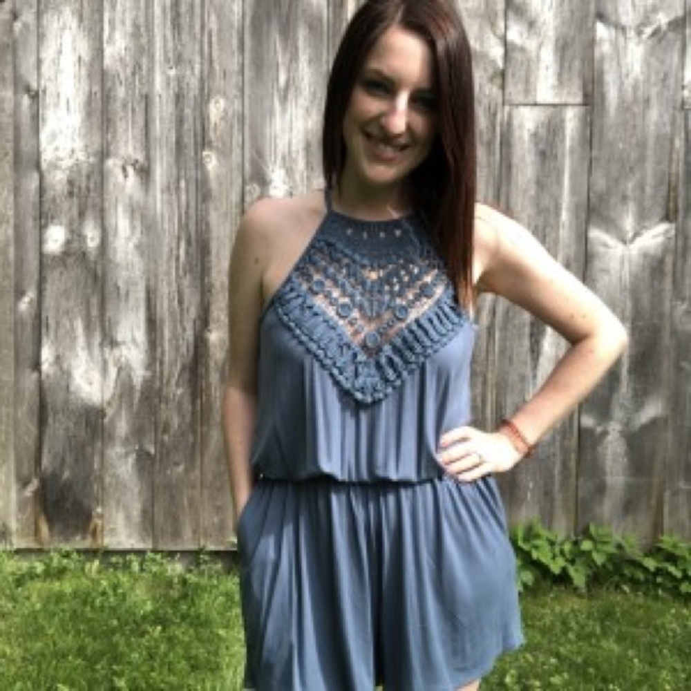 Romp With Me Romper (Blue)